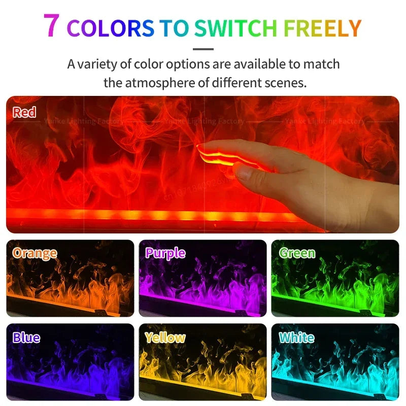 3D Steam Electric Fireplace with App Control Smart LED Flame Water Vapor Humidifier for Bedroom Living Room TV Decor