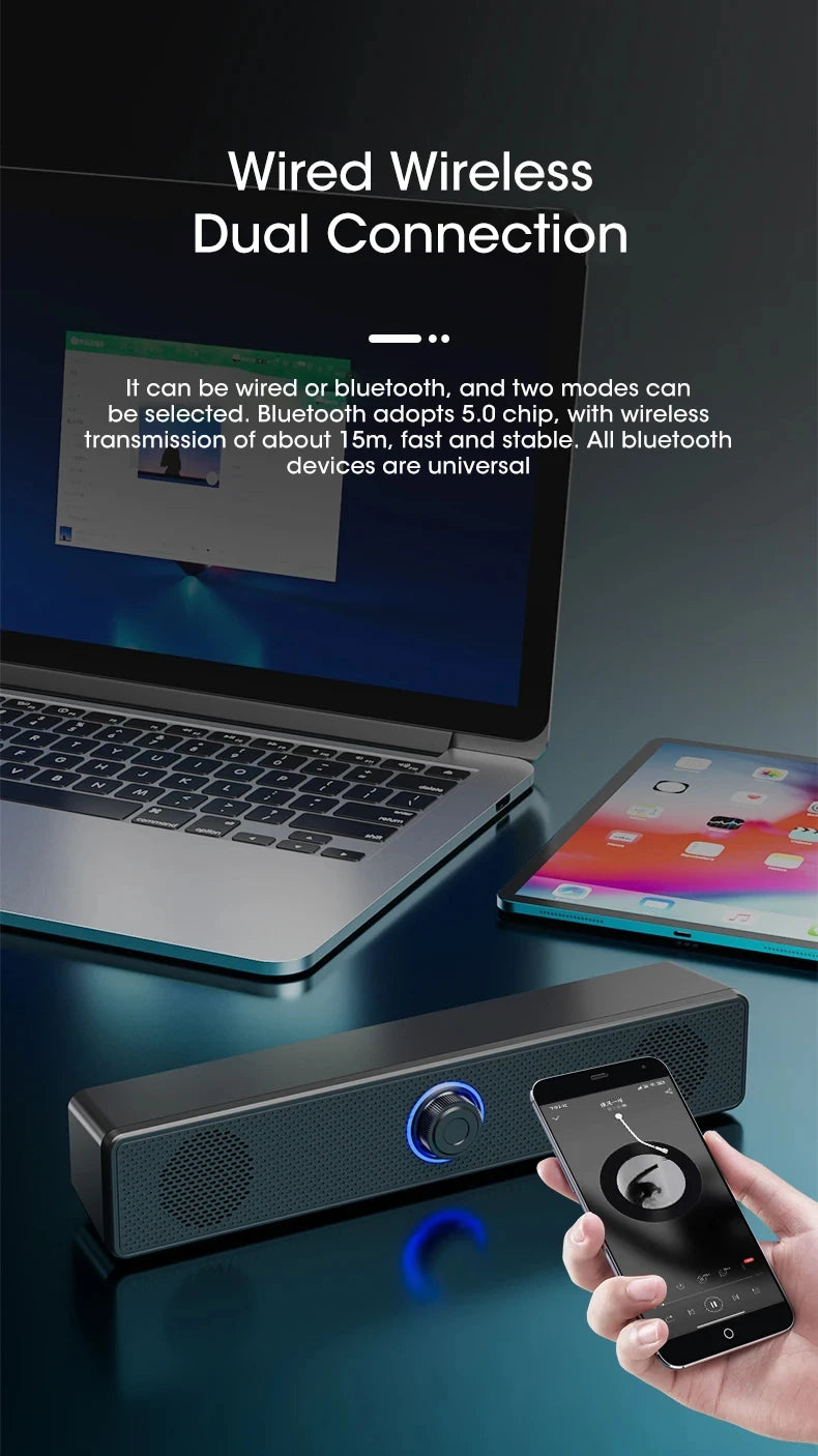 PC Soundbar Bluetooth & Wired USB Speaker