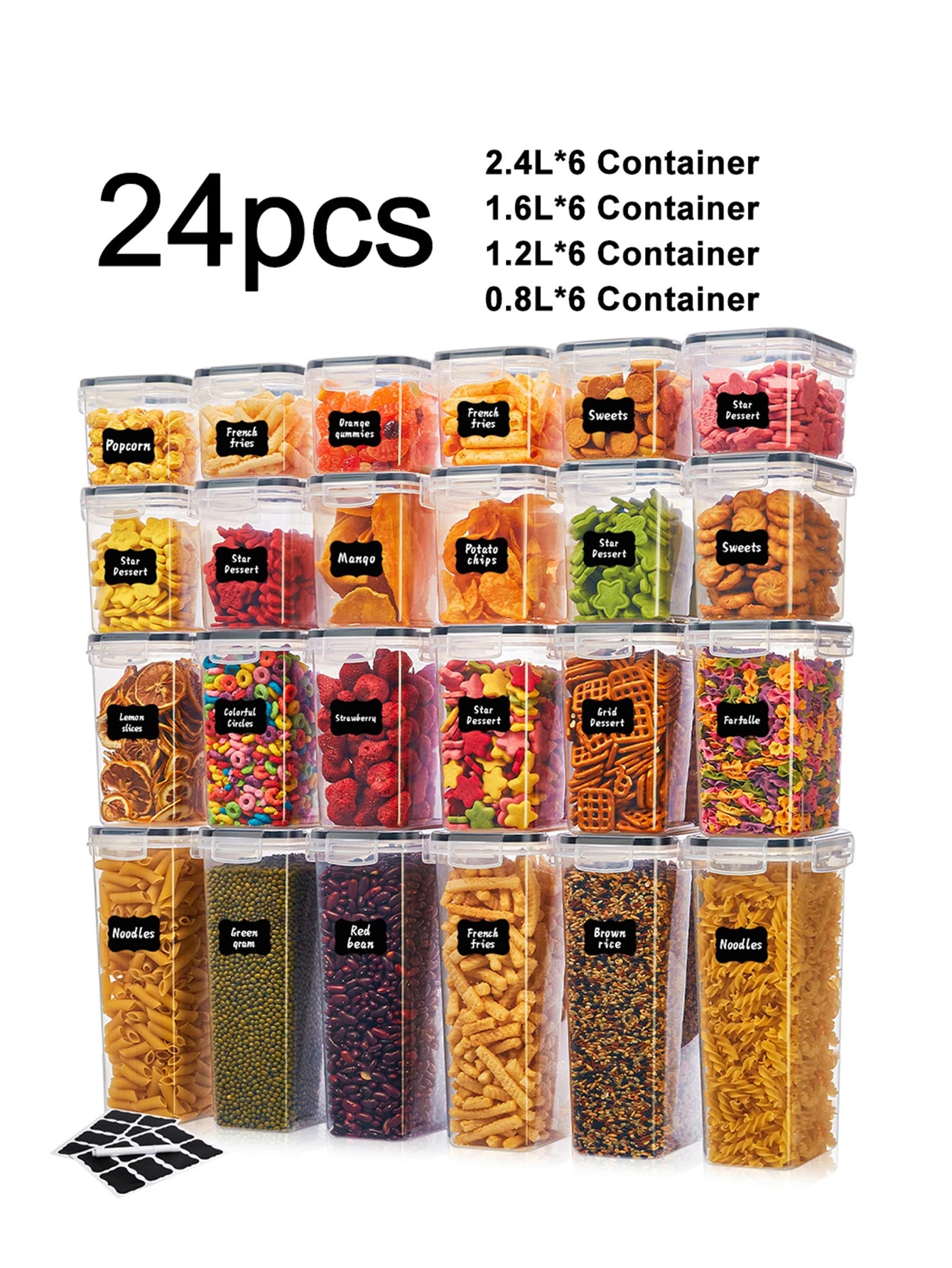 24-Piece Airtight Food Storage Container Set with Lids & Labels