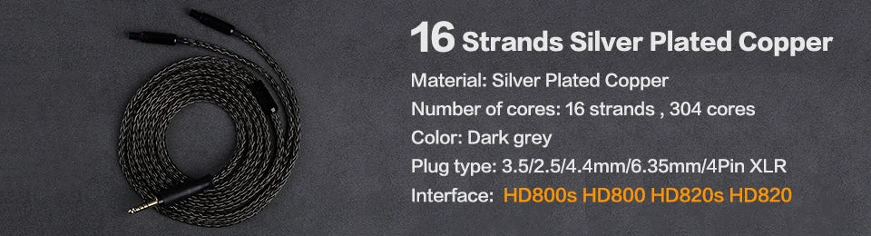 OPENHEART 16 Core Headphone Cable XLR 4.4mm 2.5mm 6.35mm Cable For Sennheiser HD580 HD600 HD650 hd545 hd565 hd535 HD660S HD6XX