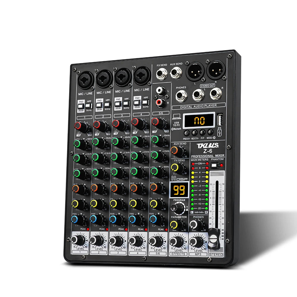 TKLBLS 6-Channel Professional Audio Mixer with DSP & Bluetooth