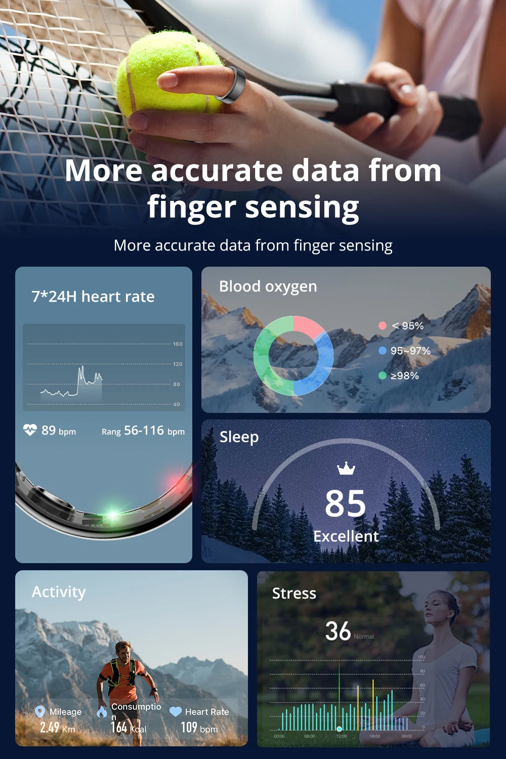 COLMI R02 Smart Ring – Health Monitor, 39-Day Battery, Waterproof with Charging Case