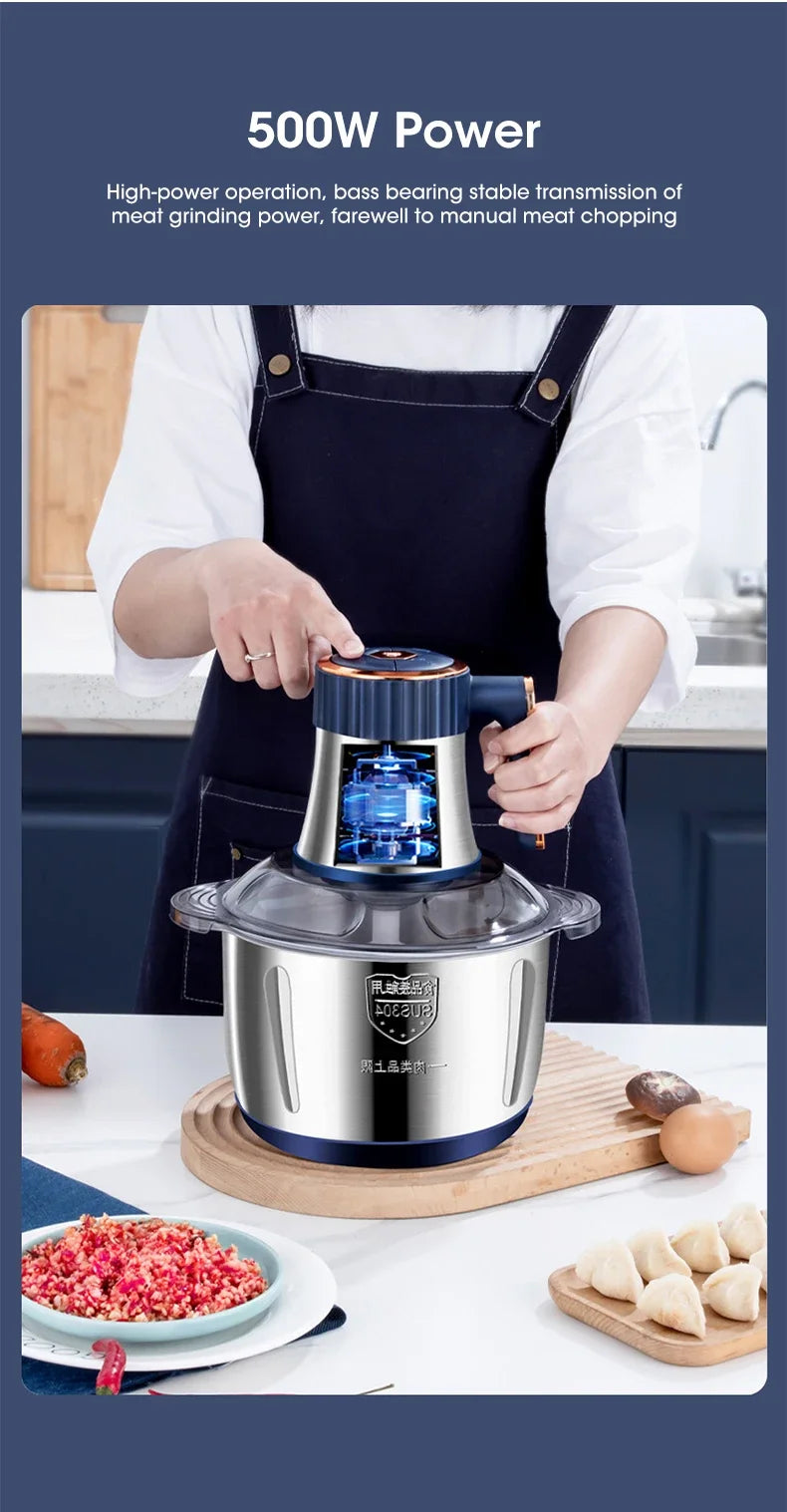 Stainless Steel Electric Meat Chopper & Food Processor