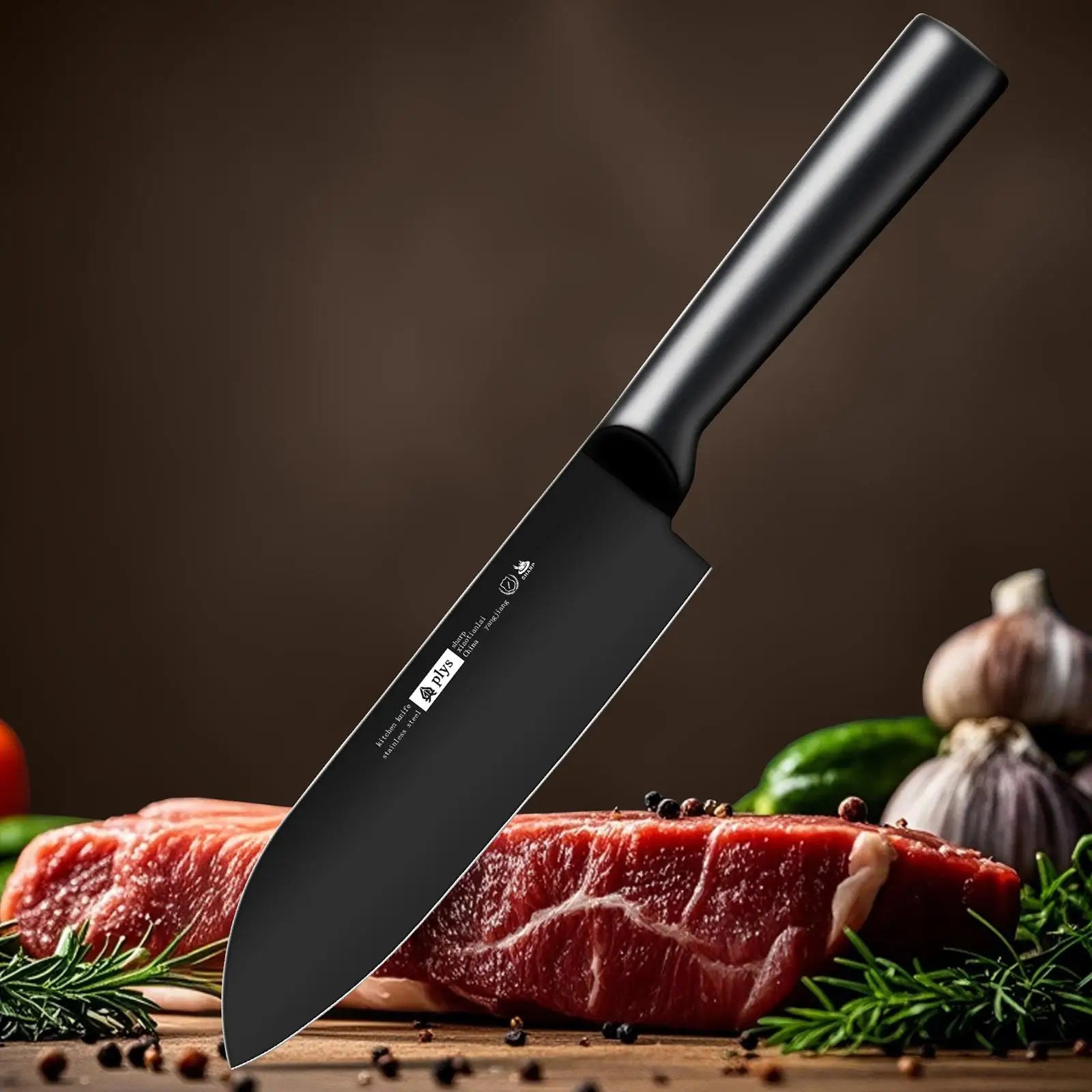 7pcs All-Steel Hollow Handle Kitchen Knife Set-Includes Cleaver,Slicer, Chef's Knife,and Fruit Knife.Round knife holder Home Use