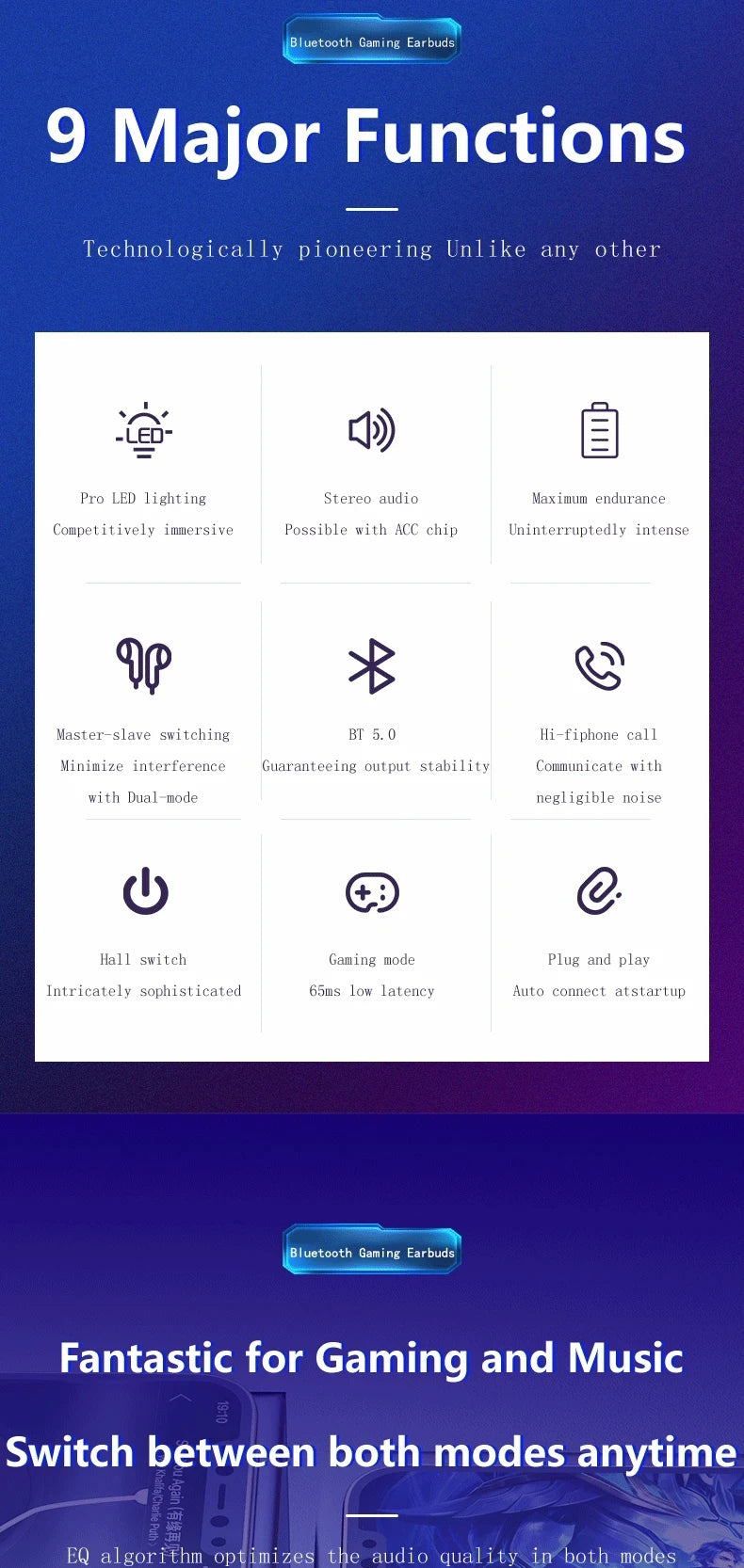 X15 TWS Wireless Gaming Earbuds