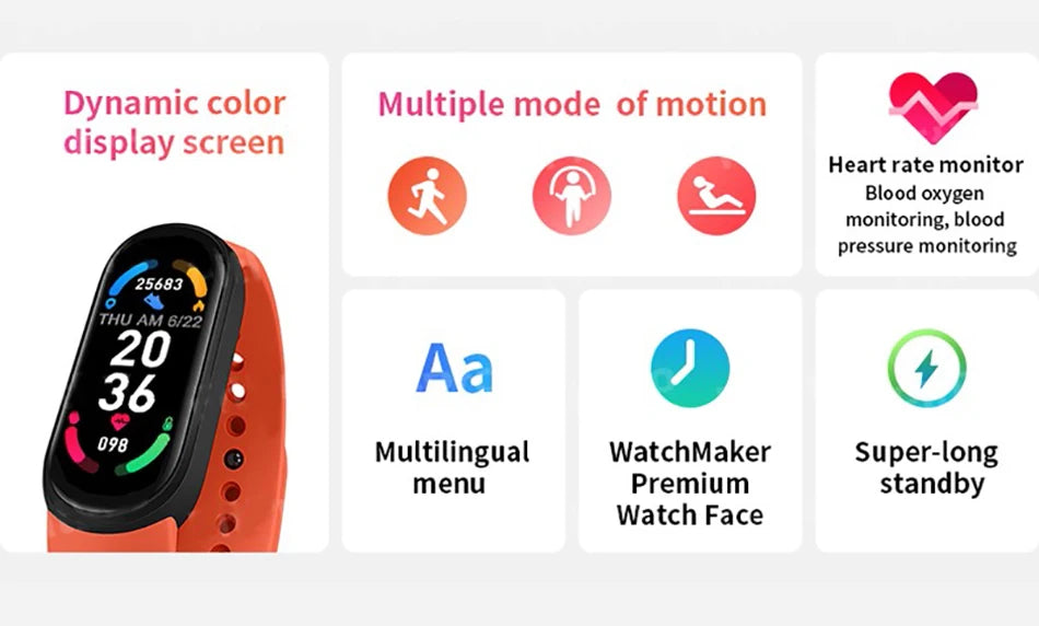 M6 Fitness Smart Watch for Men & Women
