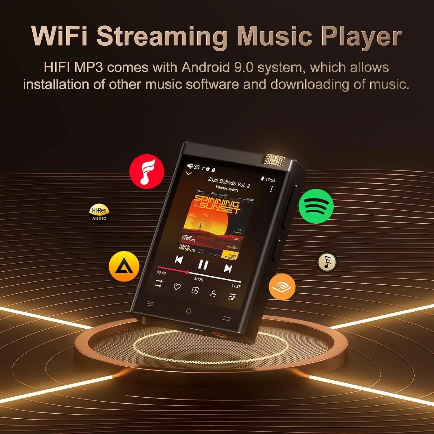 Hi-Fi Bluetooth & WiFi MP3 Player – 64GB Lossless Audio DSD