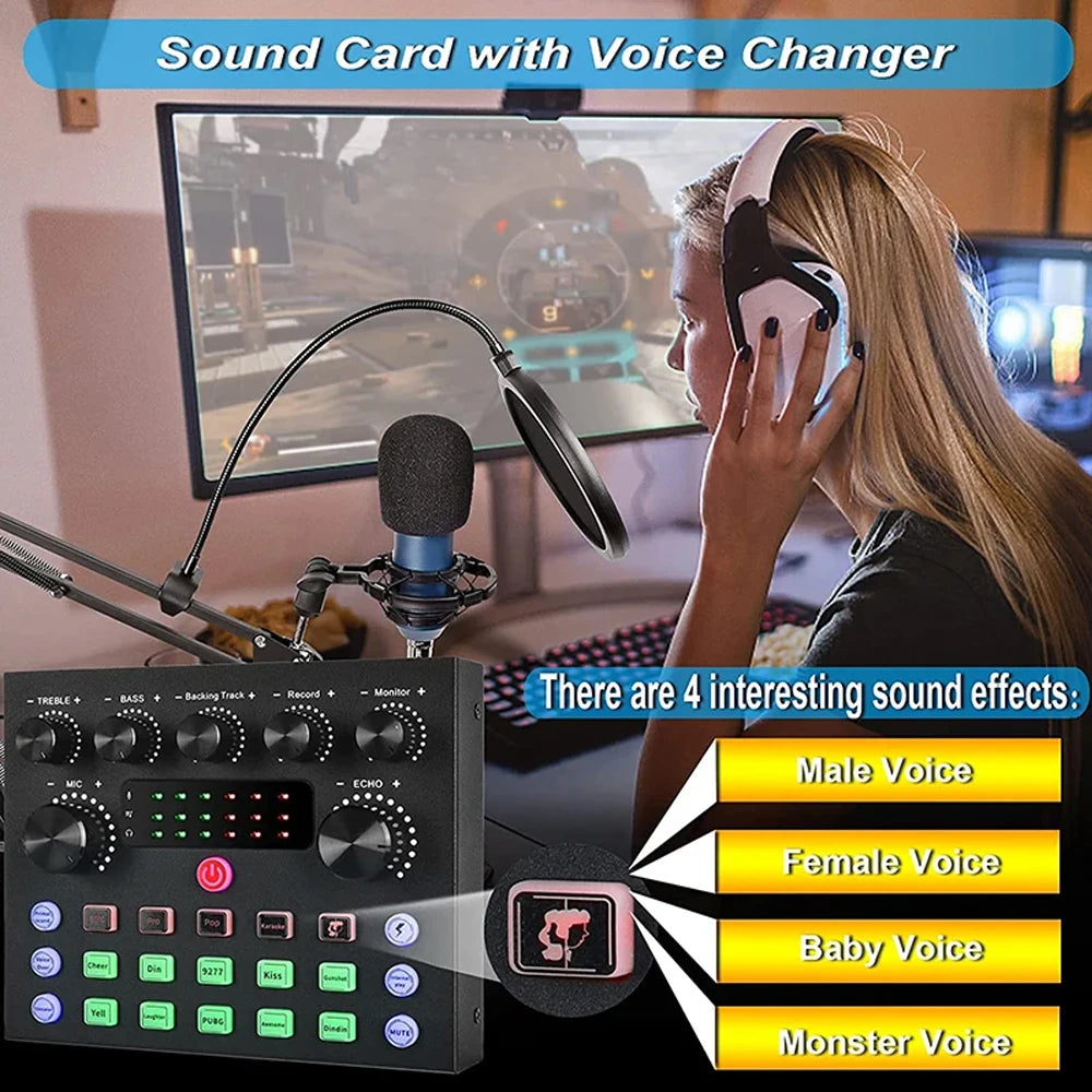 V8S Live Sound Card & Microphone Podcast Bundle