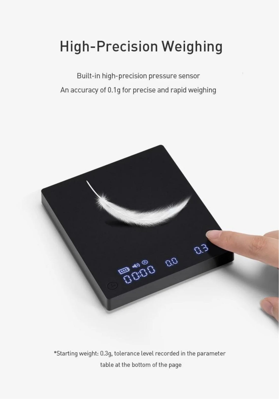 TIMEMORE Store Black Mirror Mini New Espresso Coffee Food Kitchen Scale With Time USB Light Weight Digital Scale