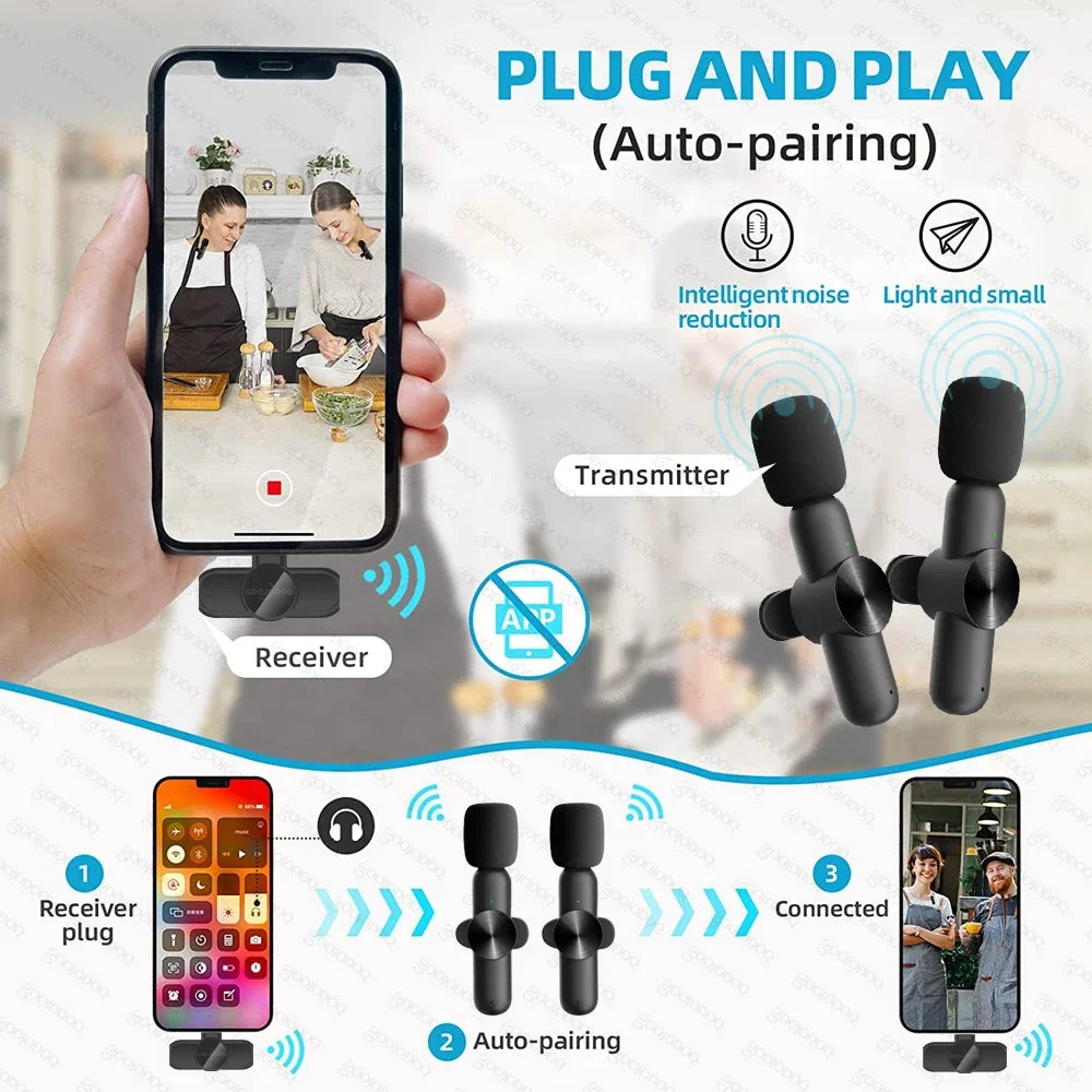 Wireless Mini Lavalier Microphone for iPhone & Android