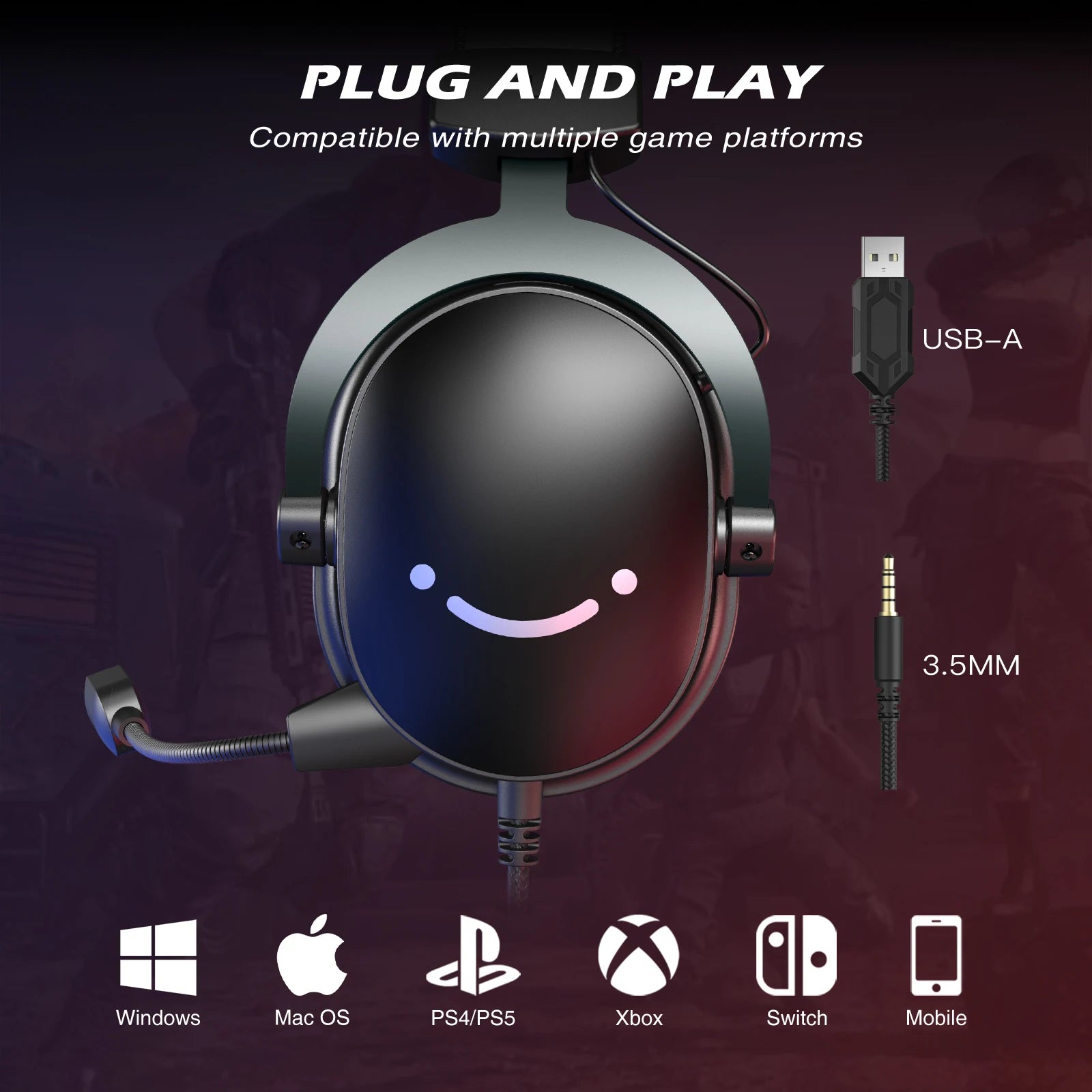 FIFINE H9 Wired Gaming Headset with 7.1 Surround Sound
