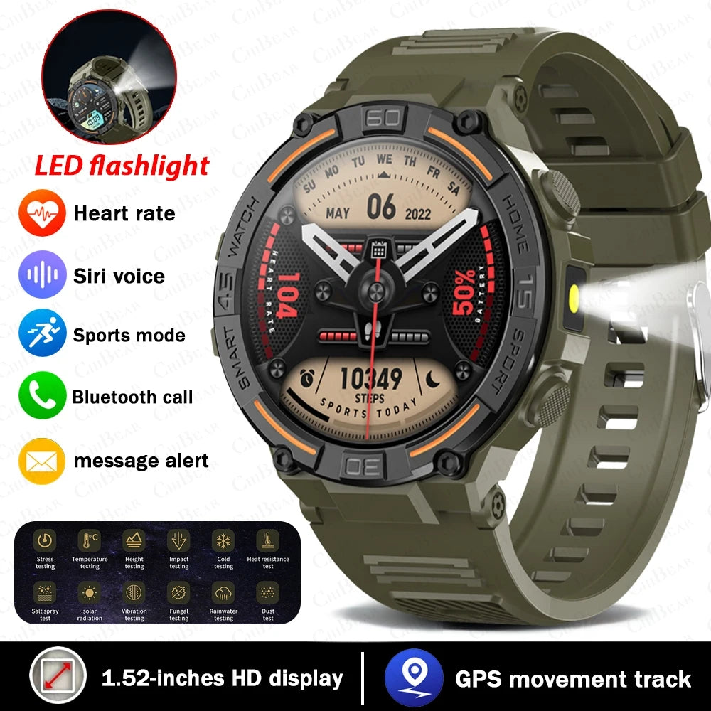 Military Smartwatch with HD Screen & BT Call