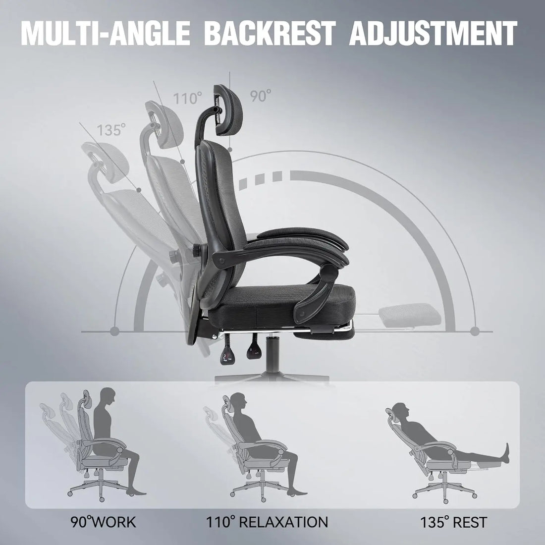 Dowinx Ergonomic Office Chair,Mesh Computer Chair with Pocket Spring Desk Chair with Adjustable Lumbar Support and Headrest