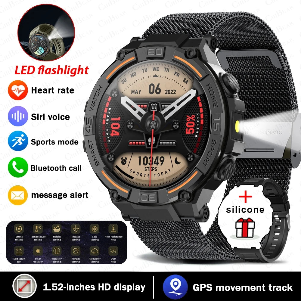 Military Smartwatch with HD Screen & BT Call