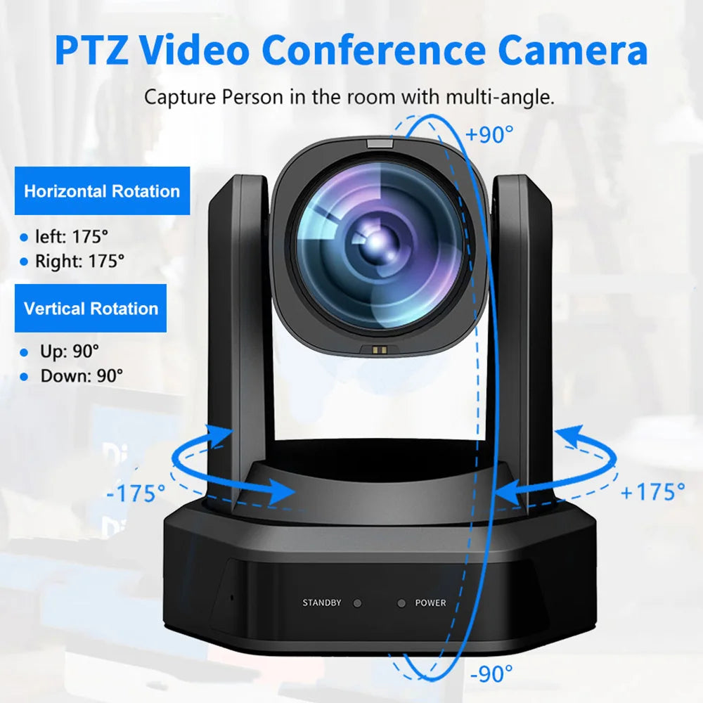 Runpu 1080P/60fps NDI Conference PTZ Video Camera 12/20/30x Zoom Ai Auto Tracking PTZ SDI Camera HDMI USB Outputs Support POE