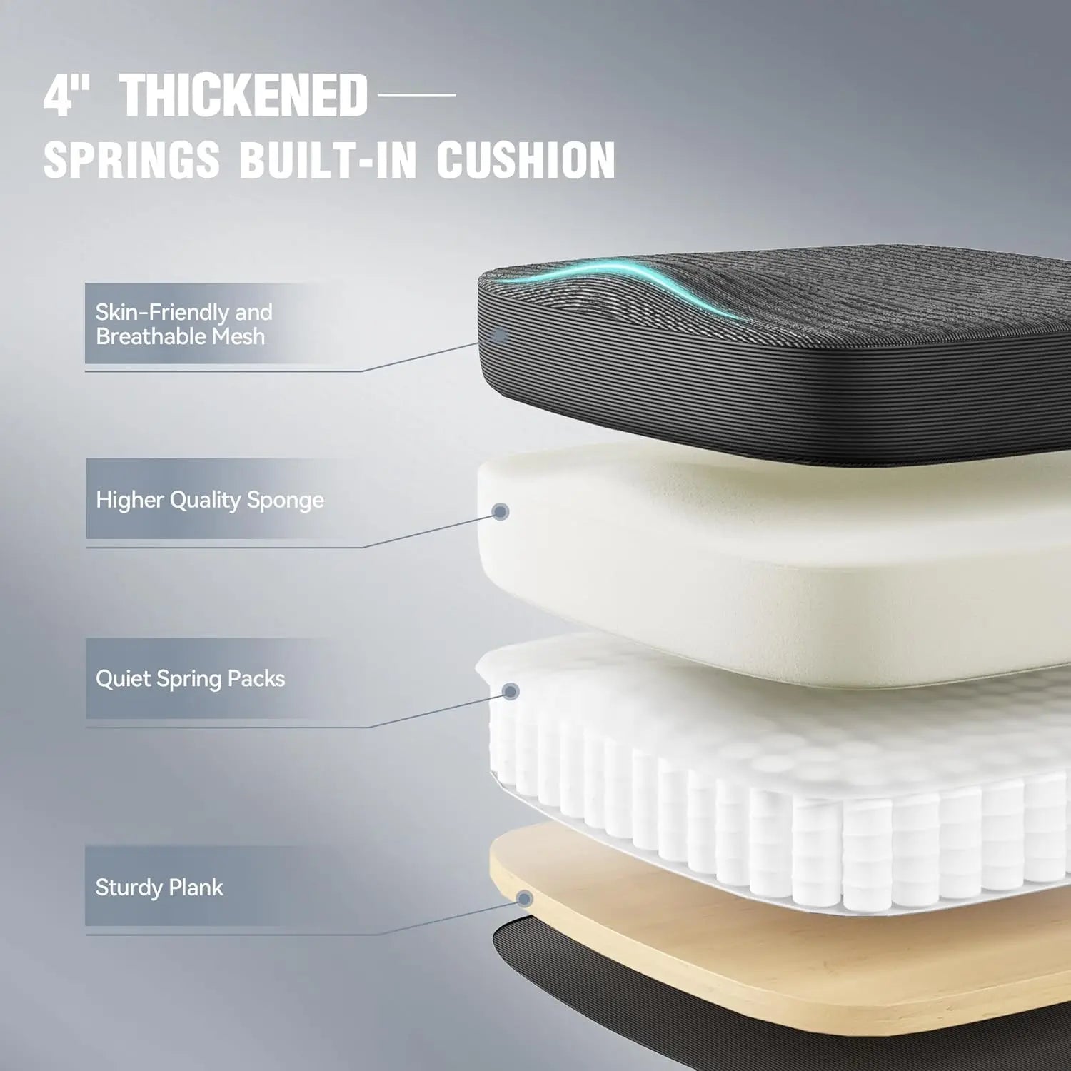 Dowinx Ergonomic Office Chair,Mesh Computer Chair with Pocket Spring Desk Chair with Adjustable Lumbar Support and Headrest