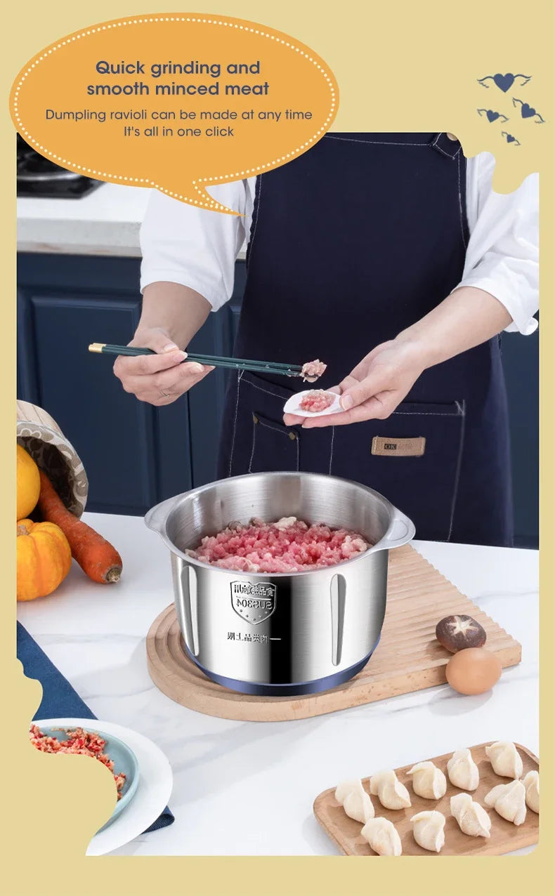 Stainless Steel Electric Meat Chopper & Food Processor
