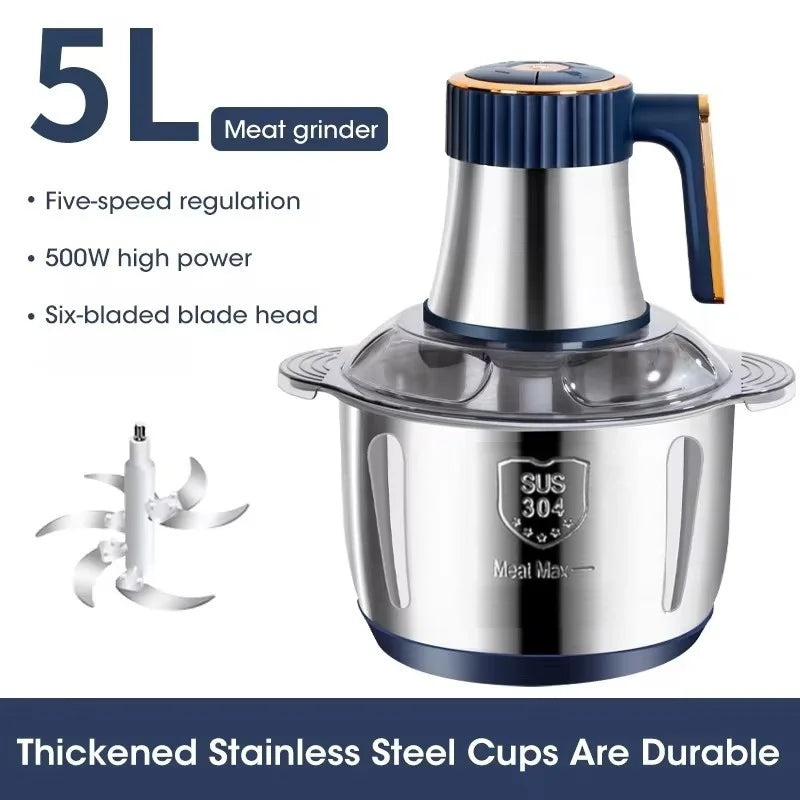 Stainless Steel Electric Meat Chopper & Food Processor