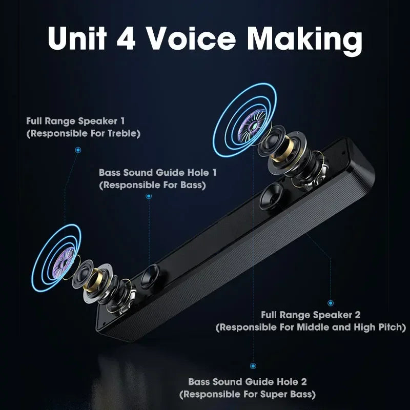 PC Soundbar Bluetooth & Wired USB Speaker