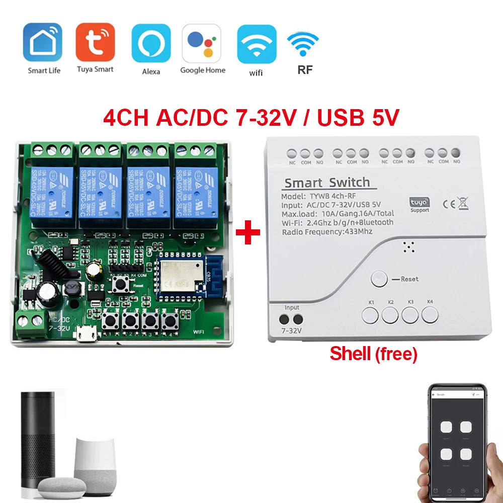 4CH Tuya WiFi Smart Relay Switch Module