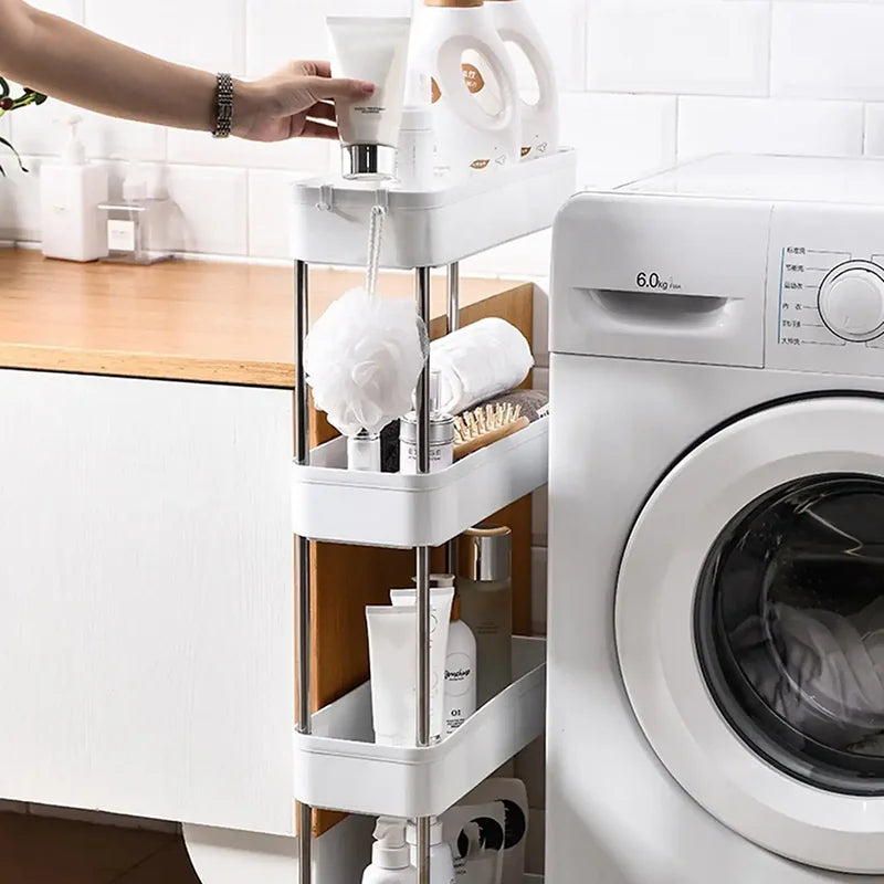 3/4-Tier Slim Rolling Storage Rack