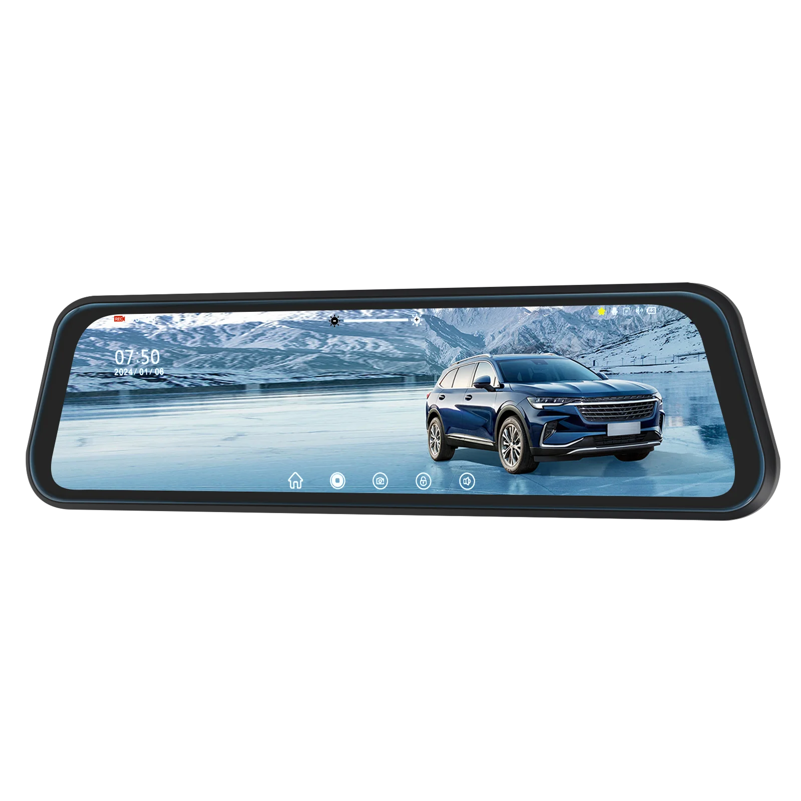 Podofo 9.66Inch Dash Cam 1080P Car DVR Dual Lens HD Rear View Mirror Car Recorder Loop Recording Motion Detection Night Vision