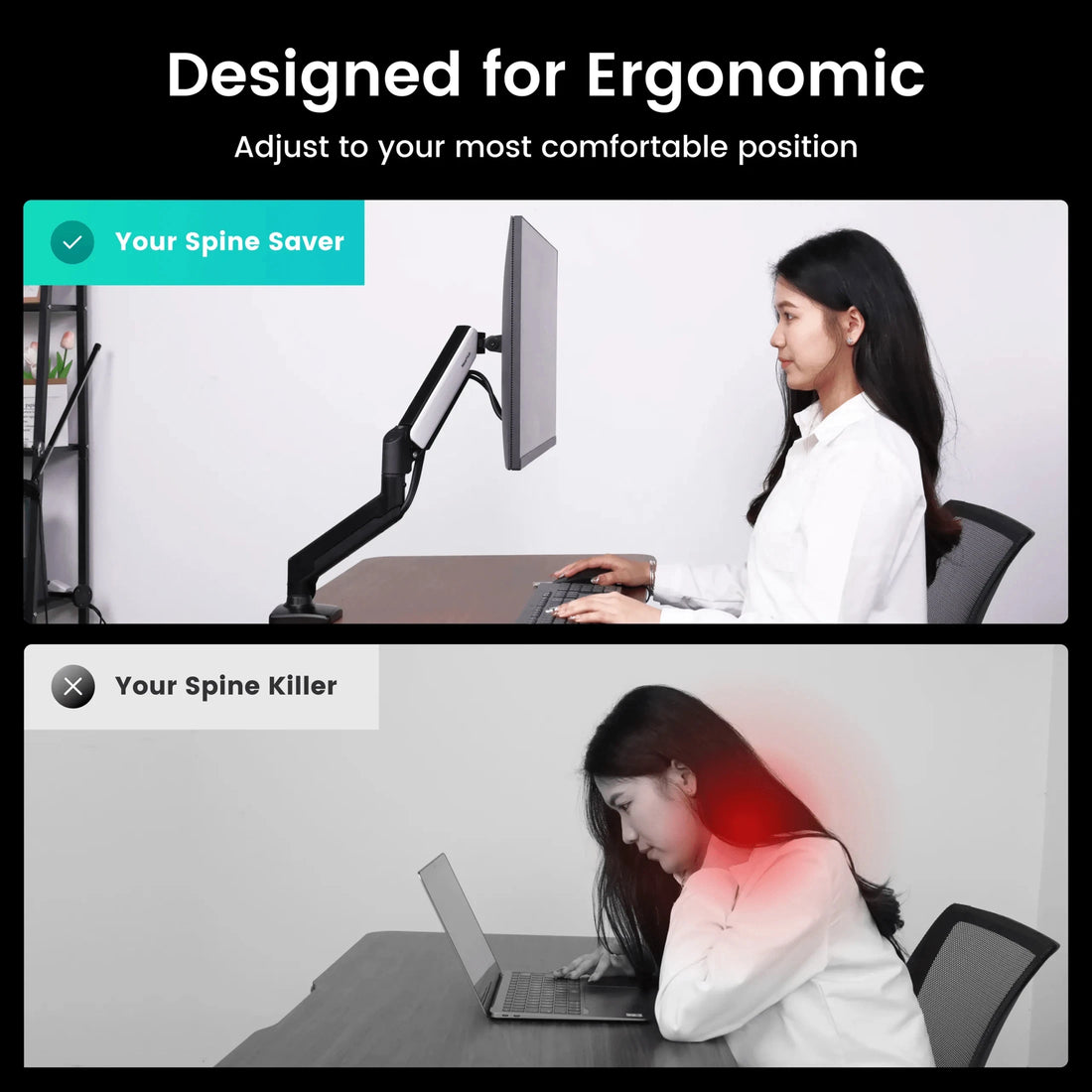 Nearhub 13-32 Inch Dual Arm Monitor Stand Desk Computer With C-Clamp & Grommet Mount,Effortless Installation Dual Monitor Mount