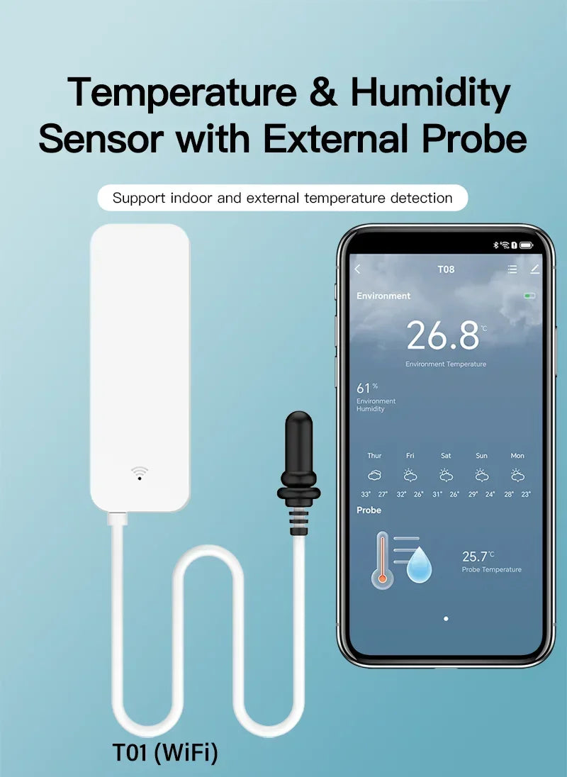 Tuya WiFi Temperature & Humidity Sensor with Probe