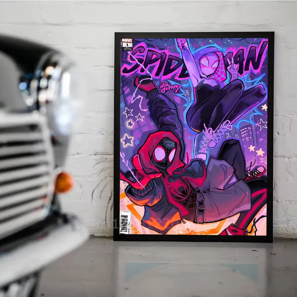Cool S-Spider M-Man Poster Stickers art wall Murals decor Game Room Decor Gifts Kawaii HD painting Cat Cars
