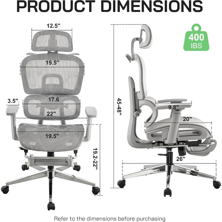 mesh ergonomic office chair with footrest,high back mesh gaming chair with lumbar support,adjustable headrest and armrests for h