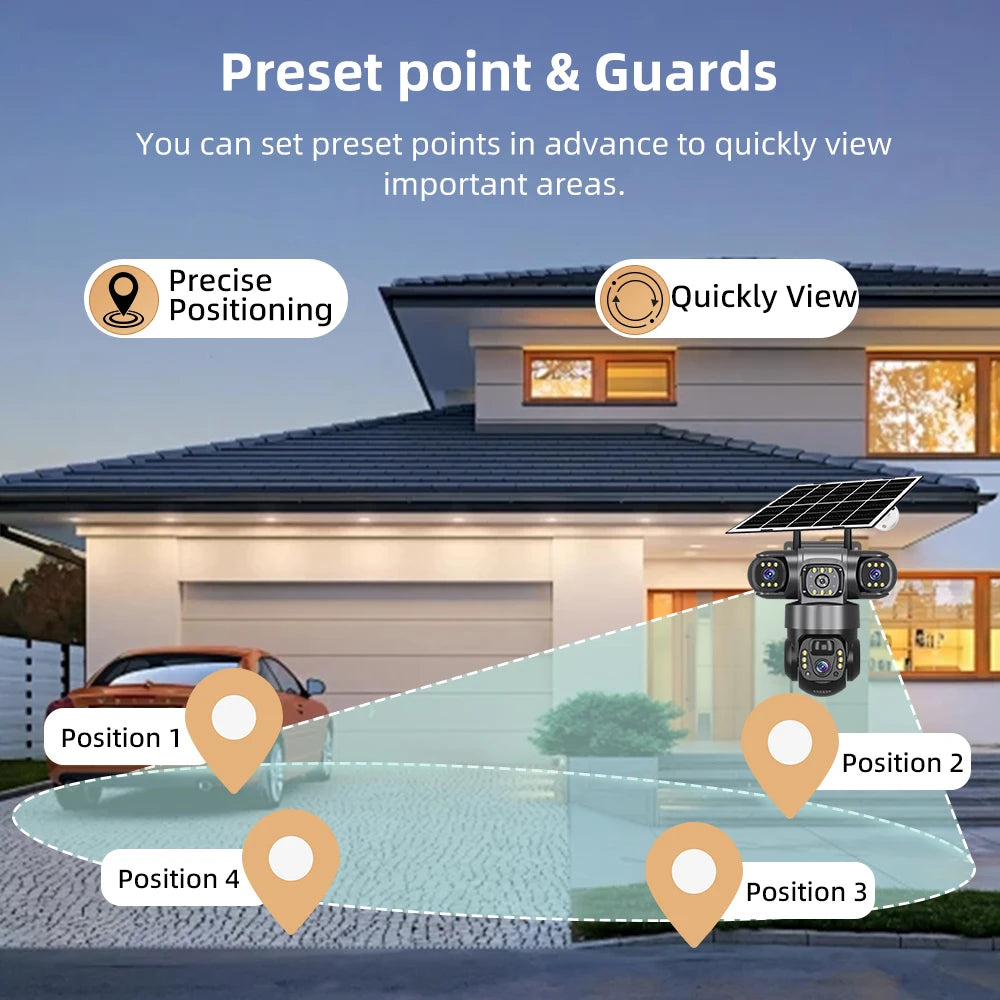V380 Pro 6K 4G Solar Triple-Lens Outdoor Security Camera