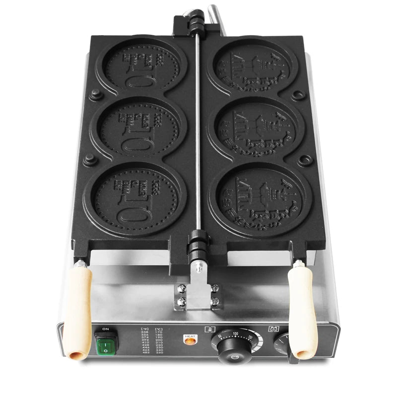 Commercial Gold Coin Bread Machine Electric Three Cavity Pastry Maker For Cheese Pull Snack Korean Viral Dessert Easy Operation