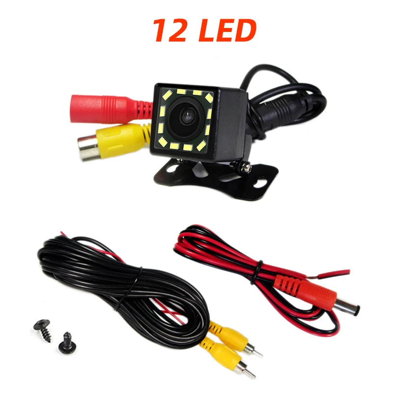 Car Rear View Camera 4/8/12 LED Night Vision Reversing Wide-angle Waterproof HD Reversing Image Universal Support Display
