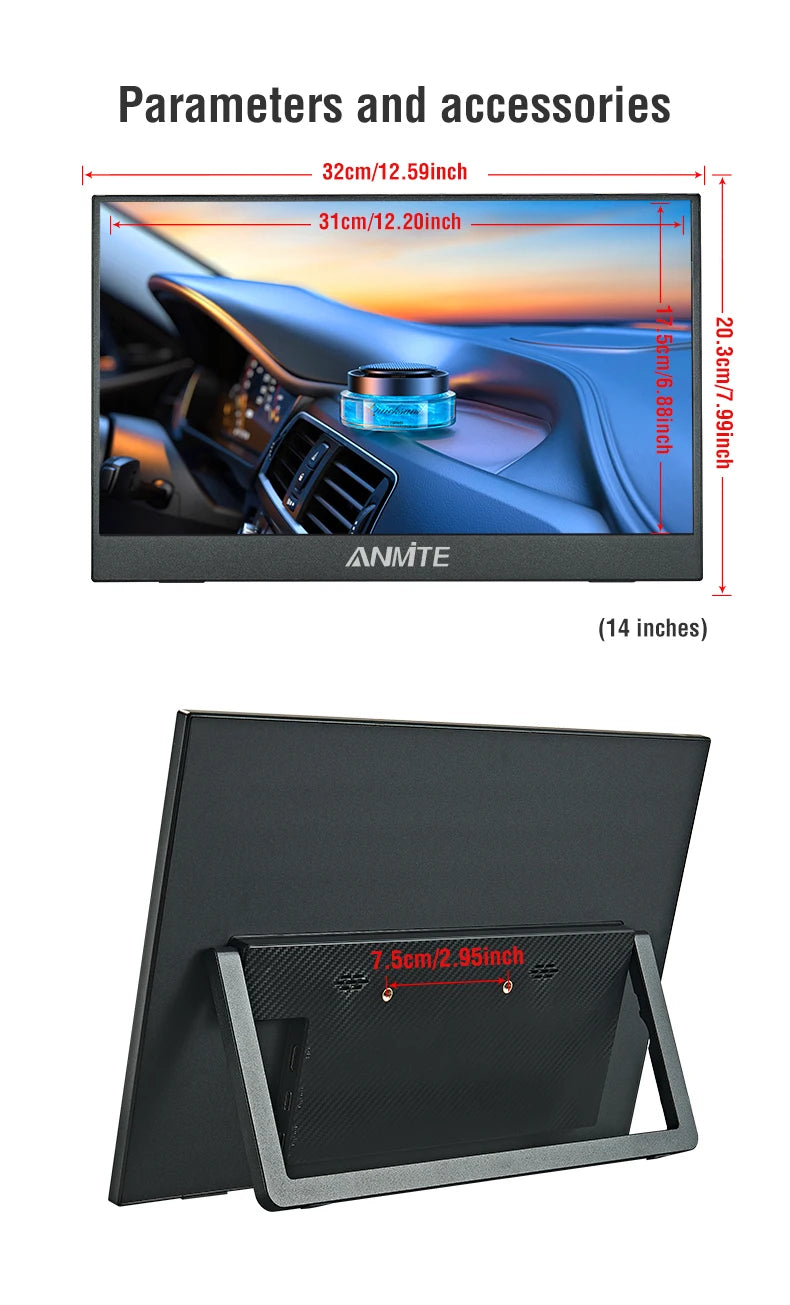 Anmite 14-Inch Portable Touch Screen Monitor – 100% sRGB Gaming Display  Product Description (Bullet Points):