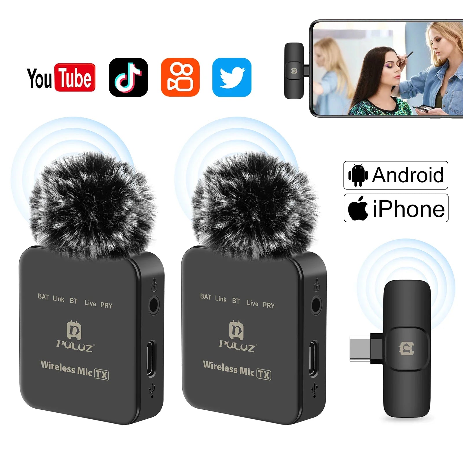 PULUZ Wireless Lavalier Mini Microphone