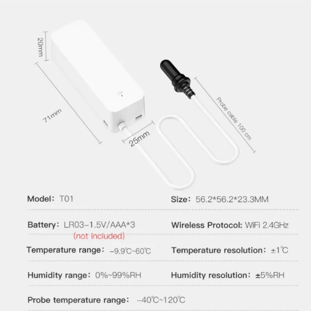 Tuya WiFi Temperature & Humidity Sensor with Probe