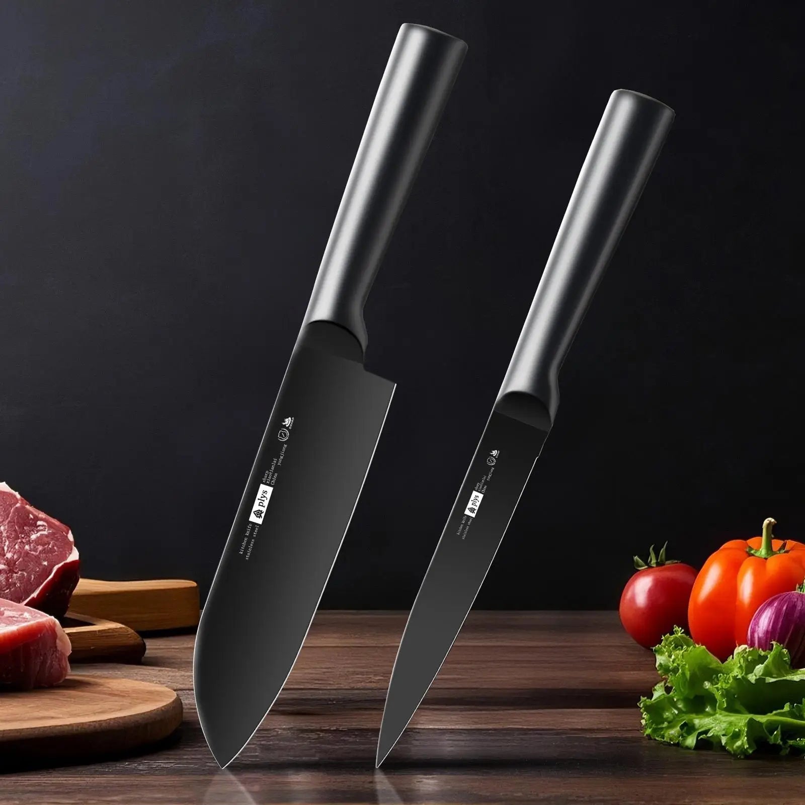 7pcs All-Steel Hollow Handle Kitchen Knife Set-Includes Cleaver,Slicer, Chef's Knife,and Fruit Knife.Round knife holder Home Use