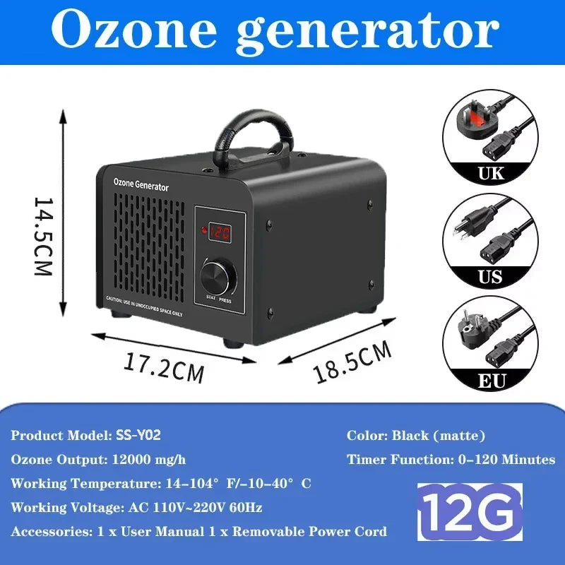12g Ozone Generator Air Purifier for Home & Car