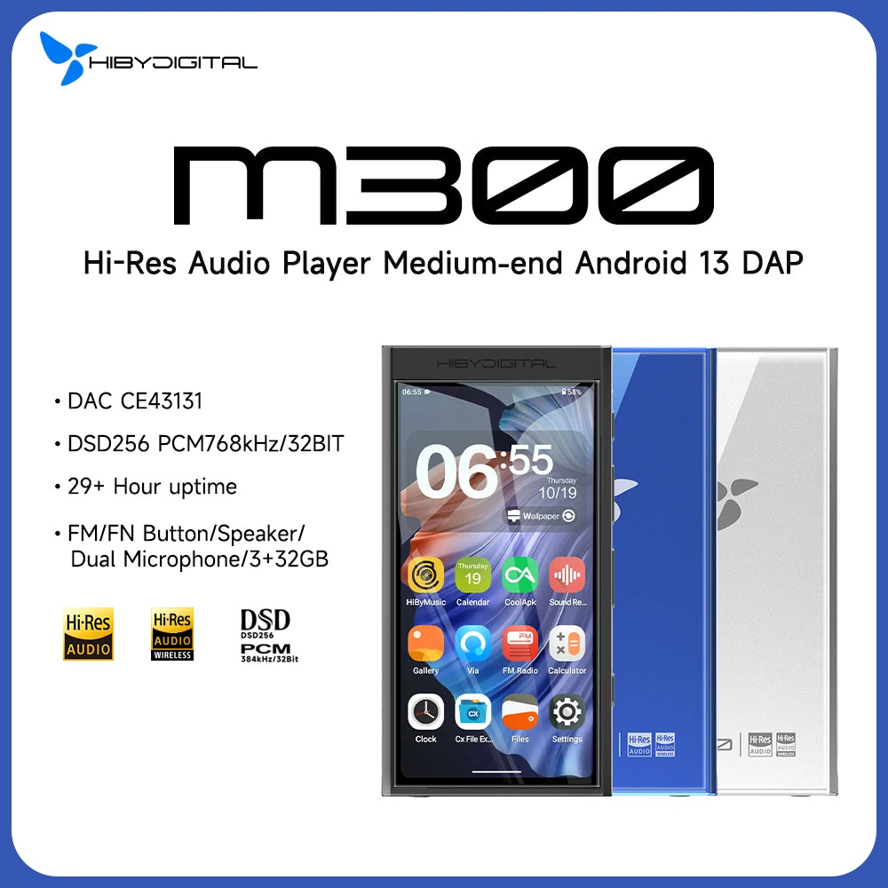 HiBy M300 Android 13 HiFi Music Player