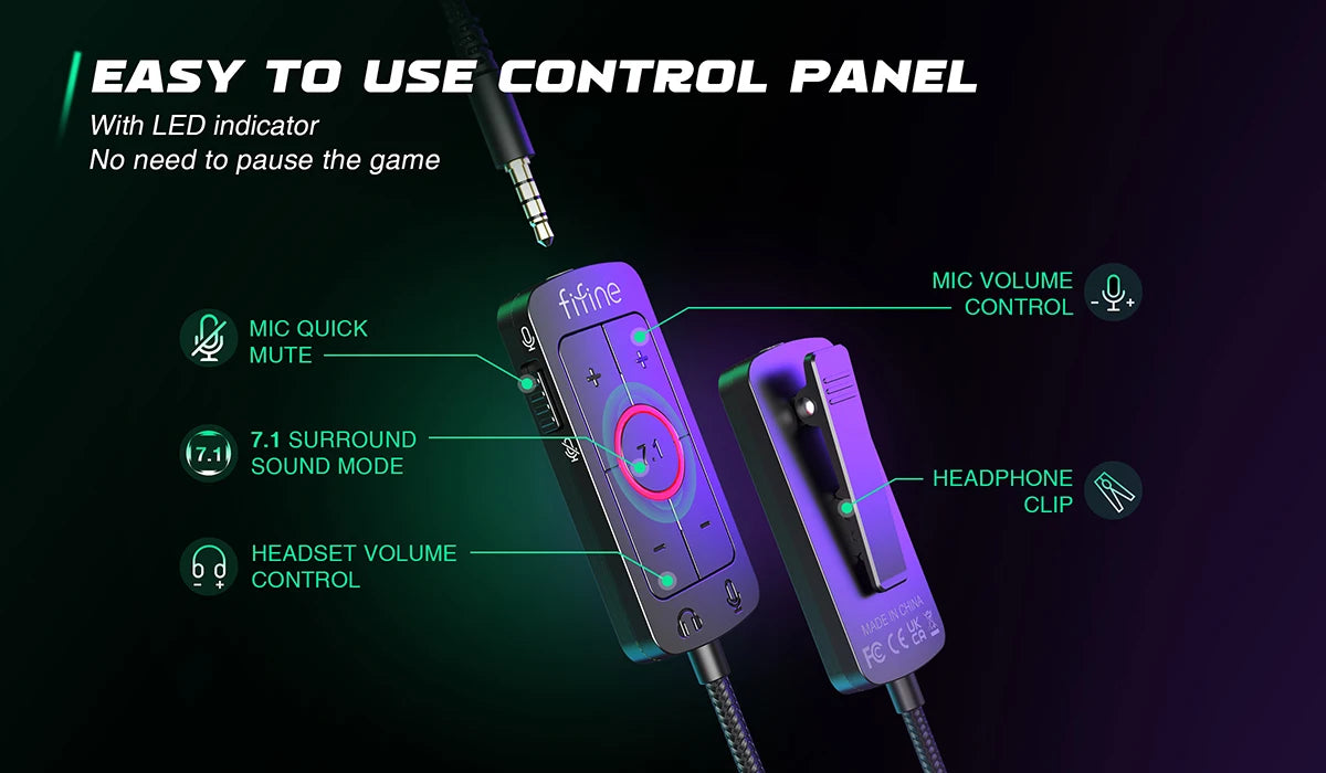 FIFINE H9 Wired Gaming Headset with 7.1 Surround Sound