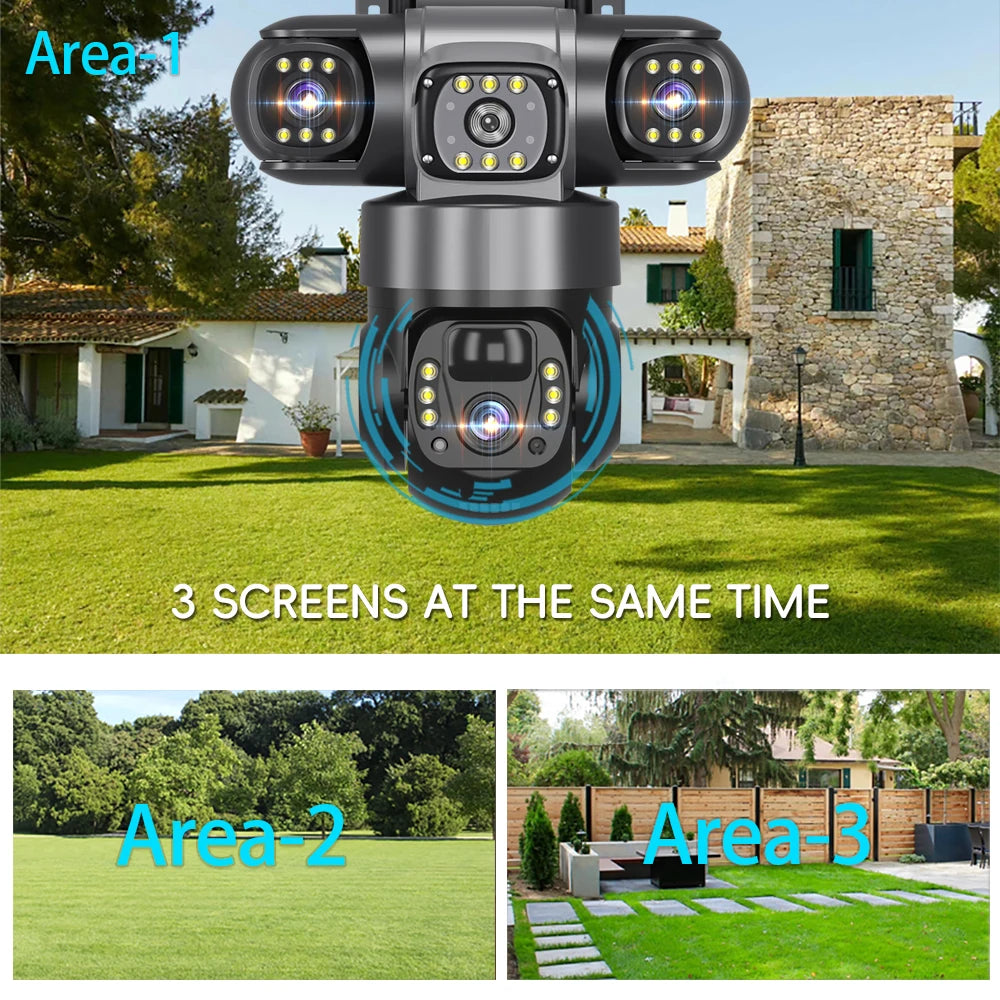 V380 Pro 6K 4G Solar Triple-Lens Outdoor Security Camera