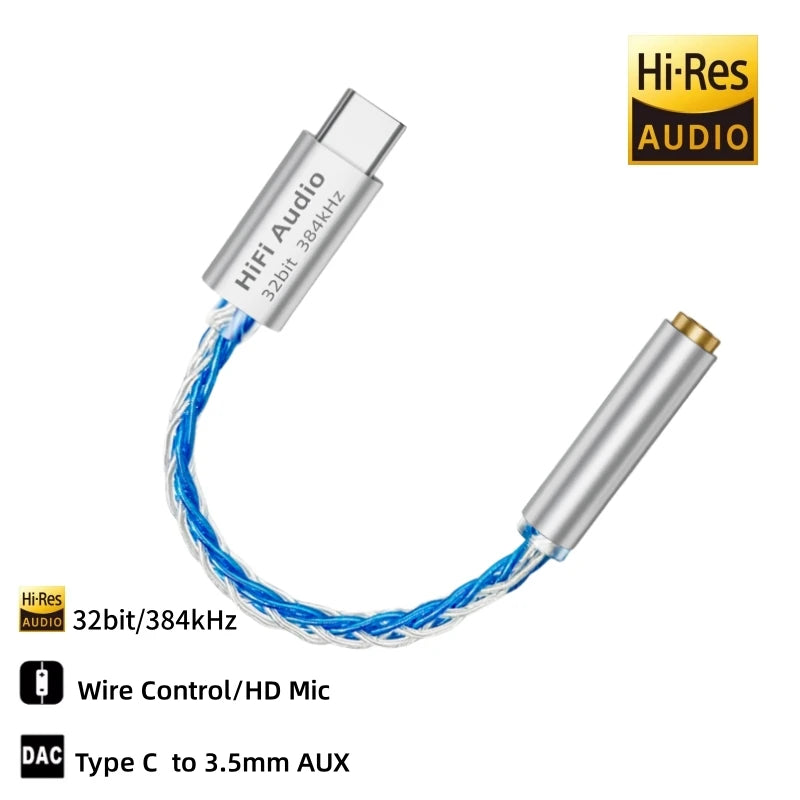 CX31993 HiFi USB DAC Type-C to 3.5mm Audio Adapter