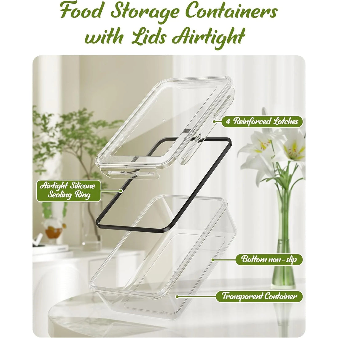 50 Piece Food Storage Containers with Lids(25 Containers & 25 Lids), BPA-Free Plastic Food Containers for Kitchen Storage