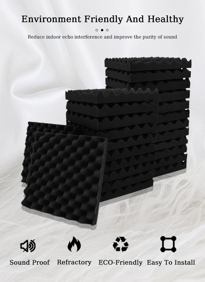 TOUO Egg Trough Wall Soundproof Foam 6 12 24 48 Pcs High Density Sound Absorbing Material Acoustic Foam Ceiling Noise Insulation