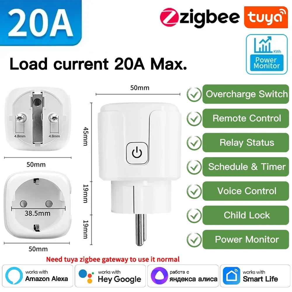 TNCE Tuya WiFi/Zigbee EU Smart Plug 16A/20A