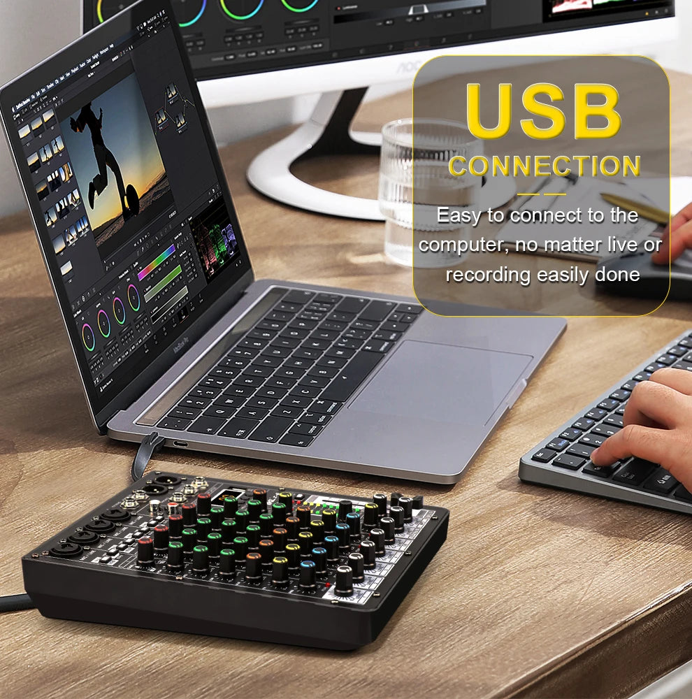 TKLBLS 6-Channel Professional Audio Mixer with DSP & Bluetooth