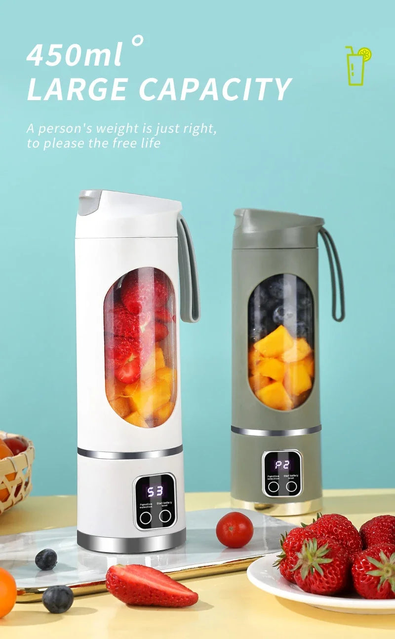 2025 Mini Electric Juicer – 450ML with Digital Display