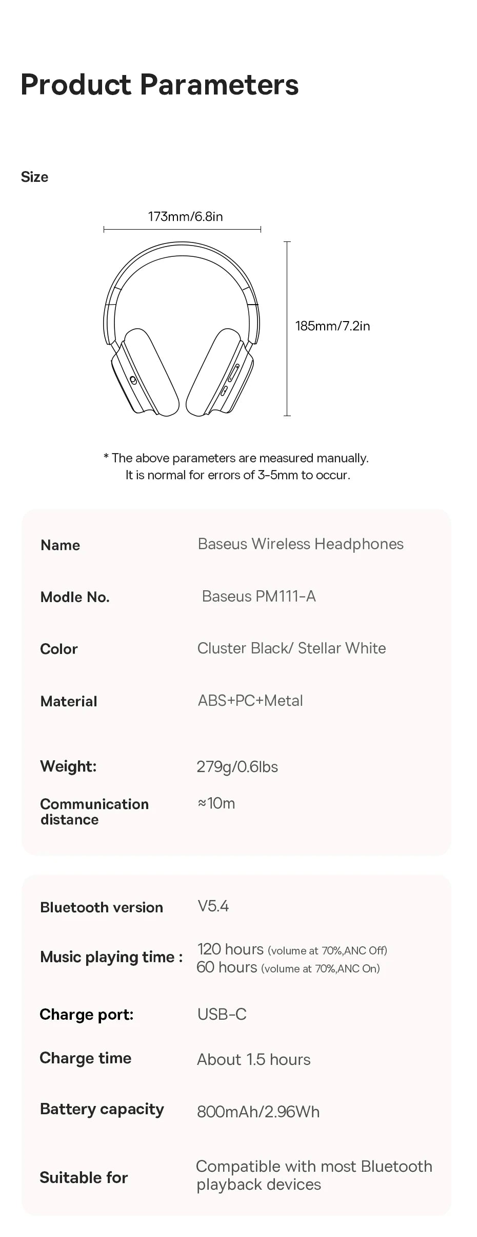 Baseus Bowie H1s Wireless Noise Canceling Headphones