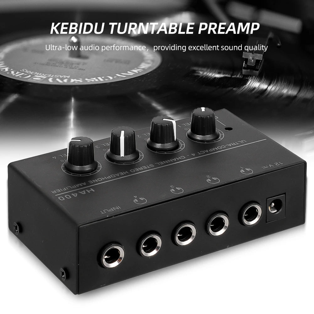 HA400 4-Channel Mini Headphone Amplifier with Power Adapter