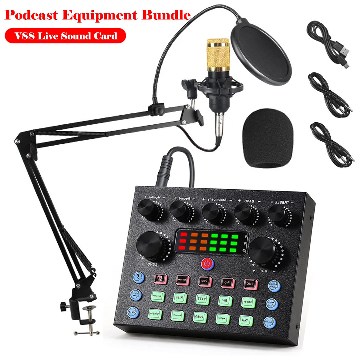 V8S Live Sound Card & Microphone Podcast Bundle